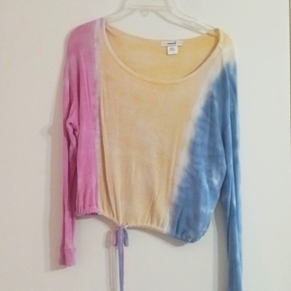 marci Tops - Cropped cinched tie dye long sleeve tee